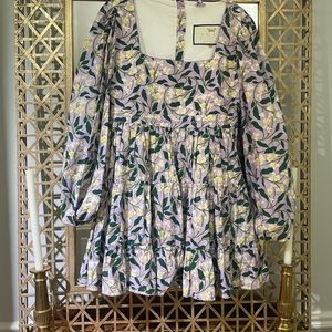 Agua by Aguabendita made in columbia lavender green flower print mini dress XL